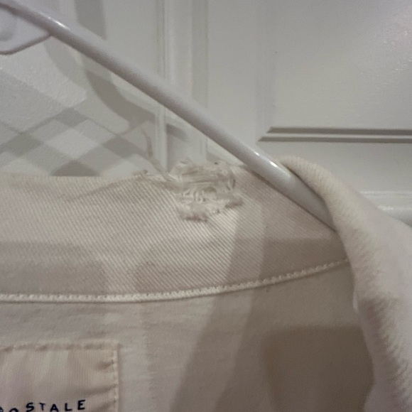 Aeropostale White Jean Jacket Oversized Distressed Size Large - Picture 3 of 5